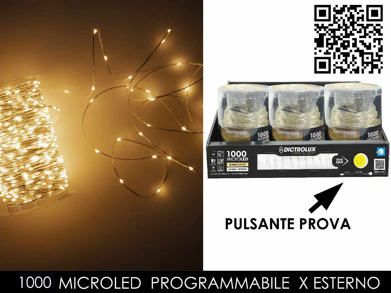 Catena luminosa 1000 microled bianco caldo uso esterno e programmabile