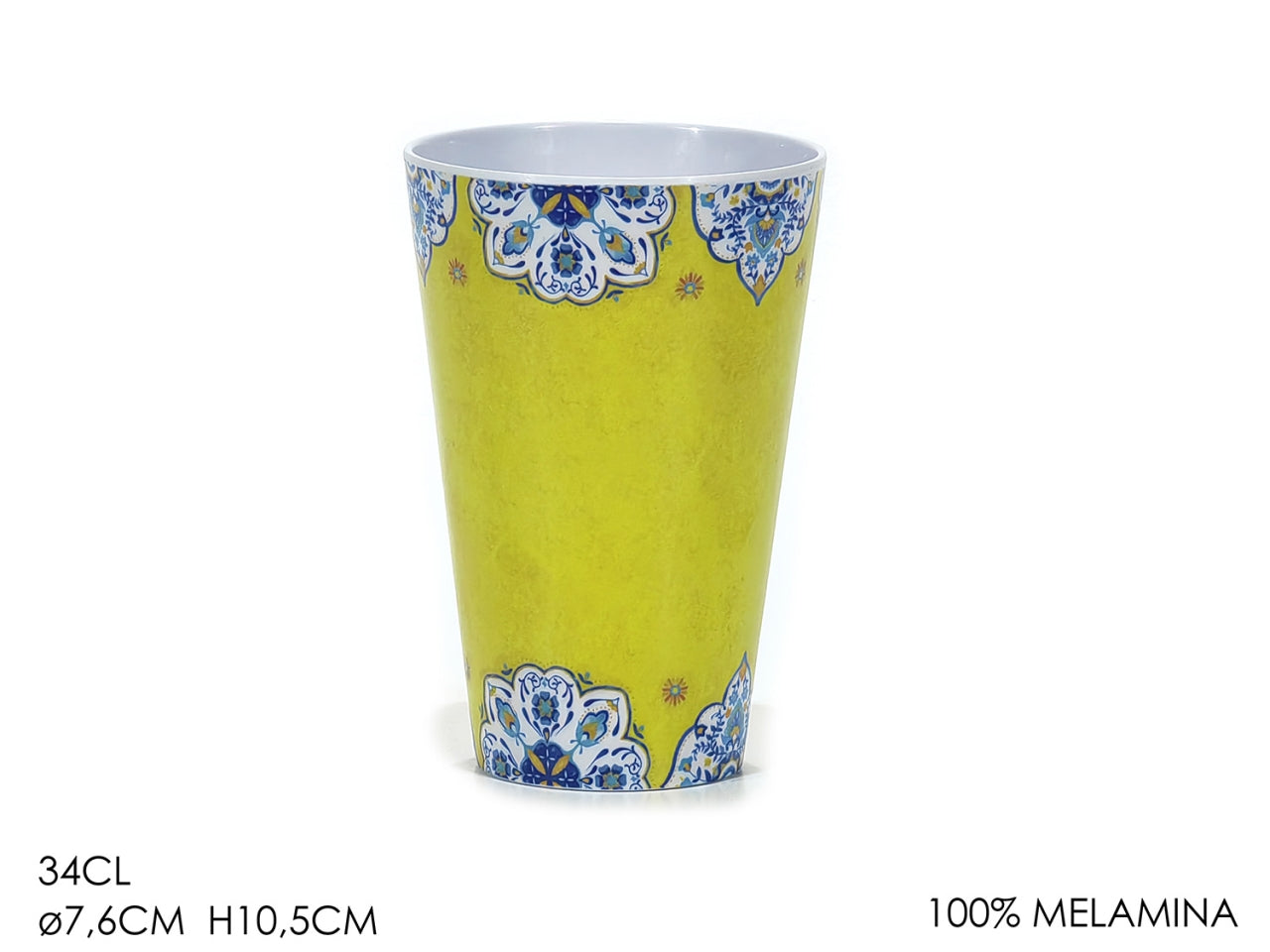 Bicchiere in melamina giallo stile mediterraneo 34 cl - Gusto Casa