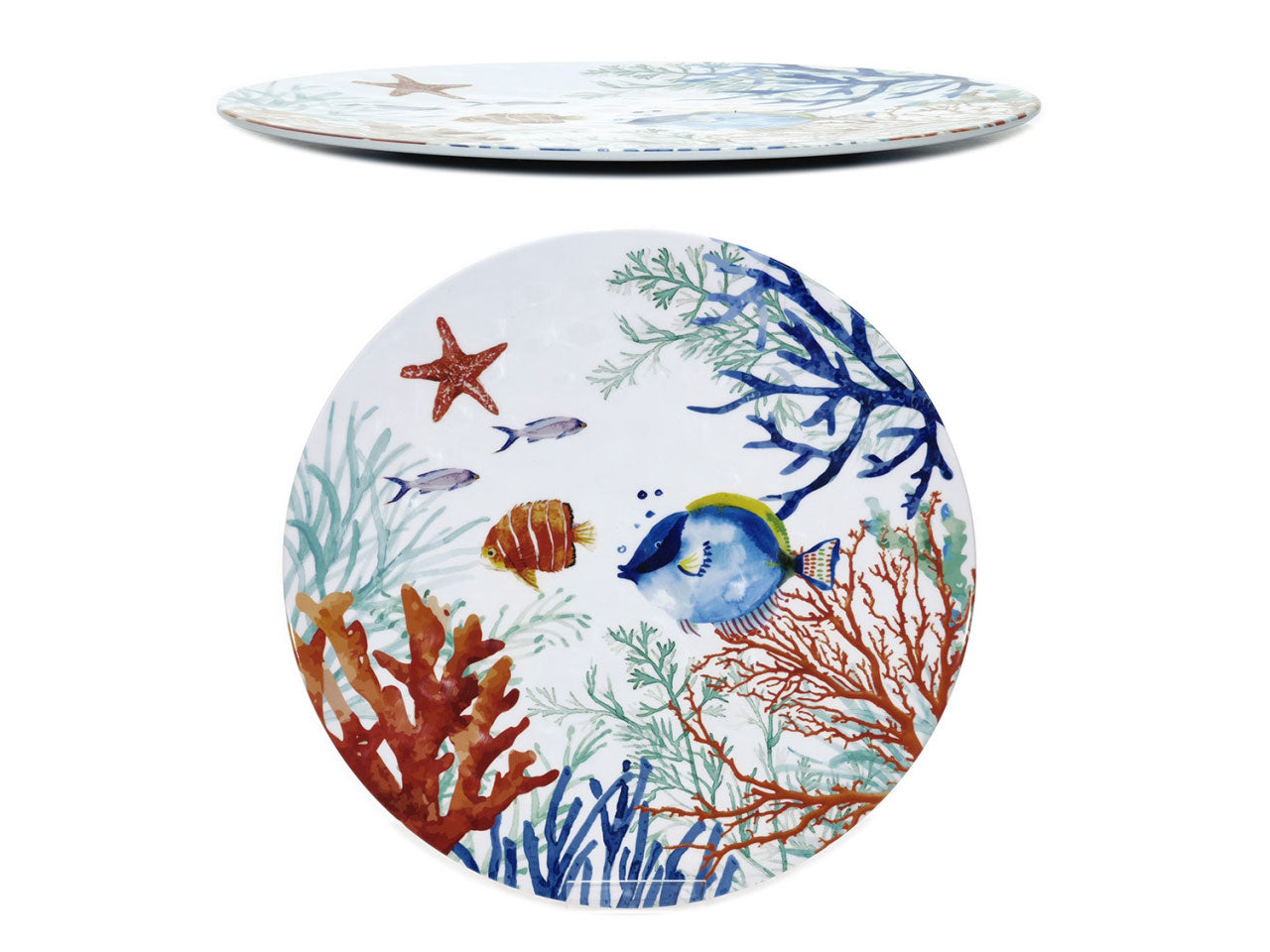 Vassoio tondo in melamina multicolor stile marinaro 35 cm- Gusto Casa