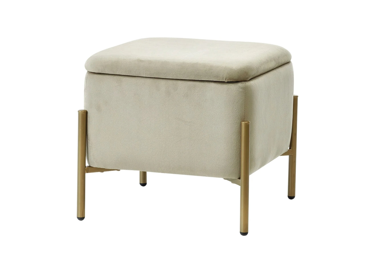 Pouf contenitore in velluto e metallo tortora e dorato moderno 40x39 cm - Vestiamo Casa