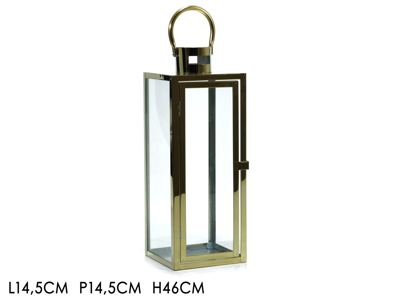 Lanterna portacandela acciaio inox bronzato e vetro h.46x14,5cm - Vestiamo Casa