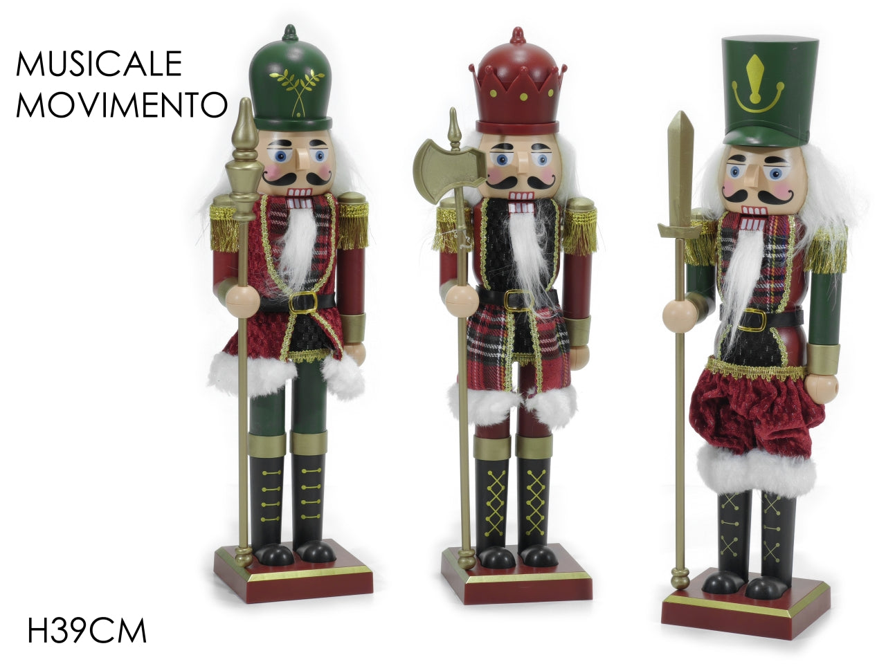 Schiaccianoci h.39cm con suono a batteria in 3 assortimenti
