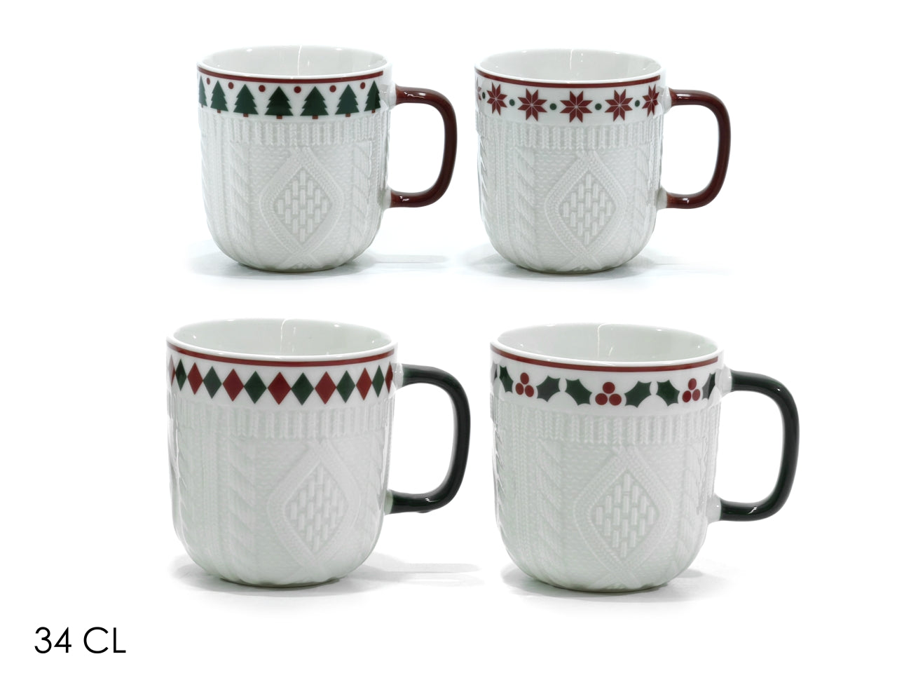 Tazza con manico in porcellana bianca decorazione natalizia 340 ml - Vestiamo Casa