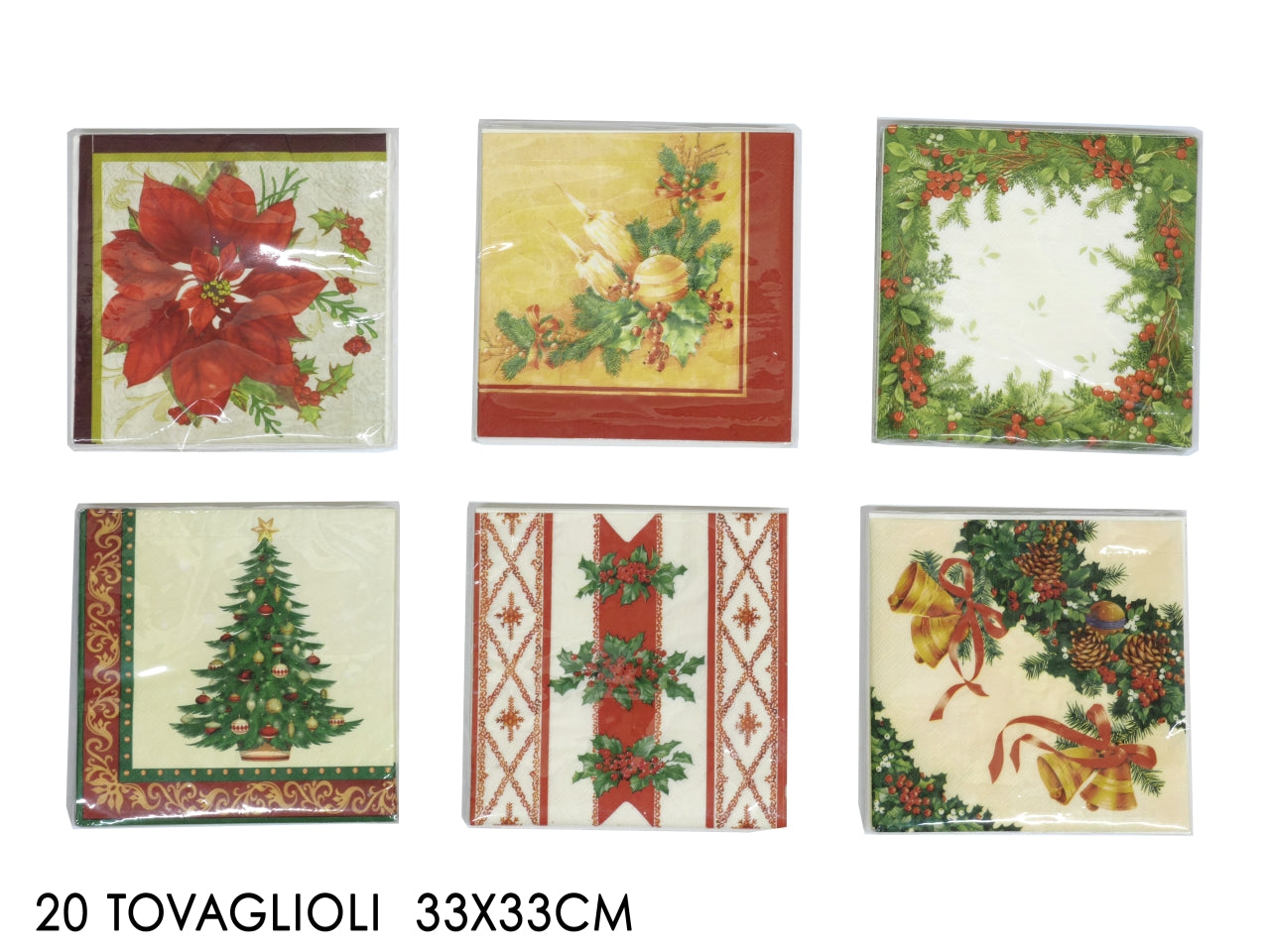 Tovaglioli natalizi 33x33 cm, 3 veli in 6 colori assortiti - Vestiamo Casa