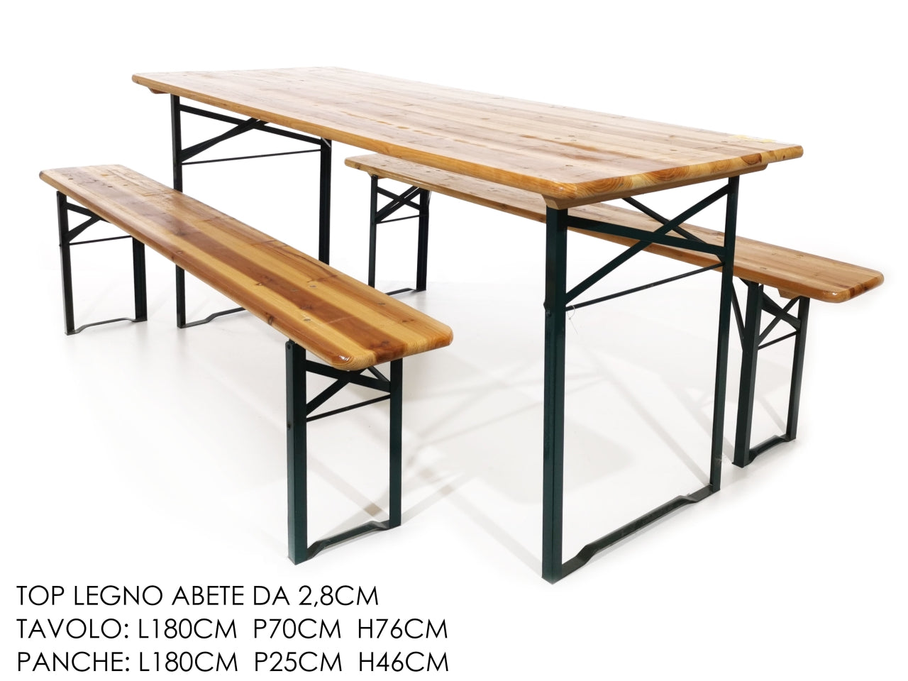 Set tavolo 180x70cm con 2 panchine
