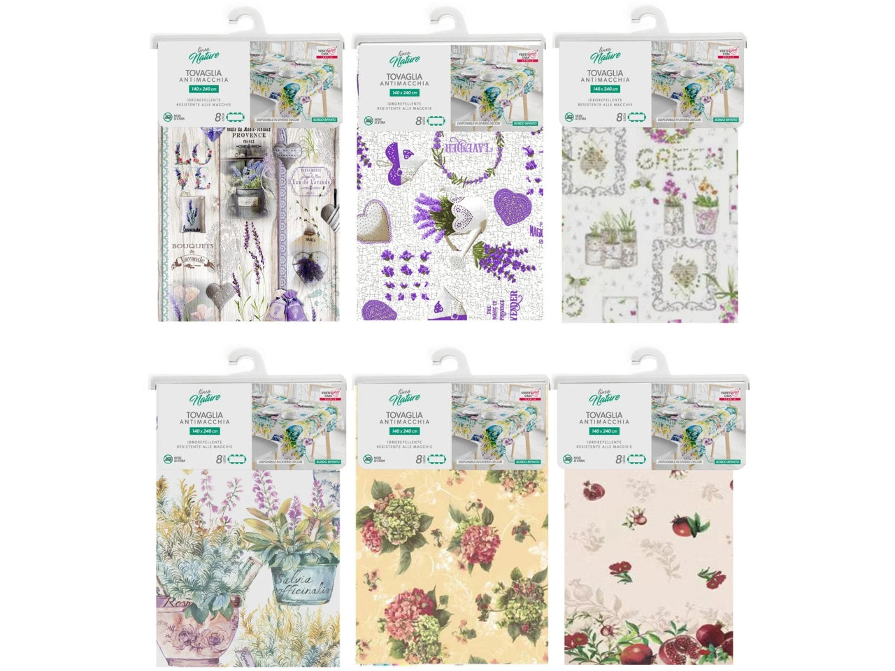 Tovaglia Antimacchia Floreale poliestere 140x240 cm Vintage per 8 Posti - Vesti Casa Nature Collection