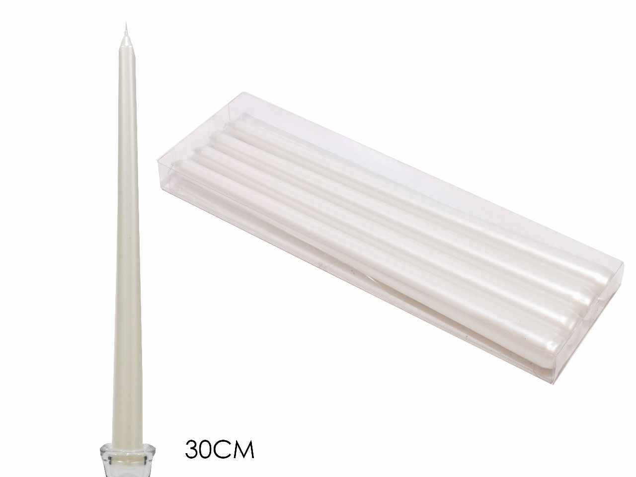 Candele lisce 30cm bianco perla 4 pezzi