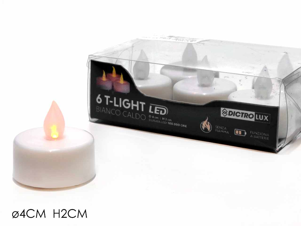 Tealight bianco 6 pezzi con led funzionamento a batteria