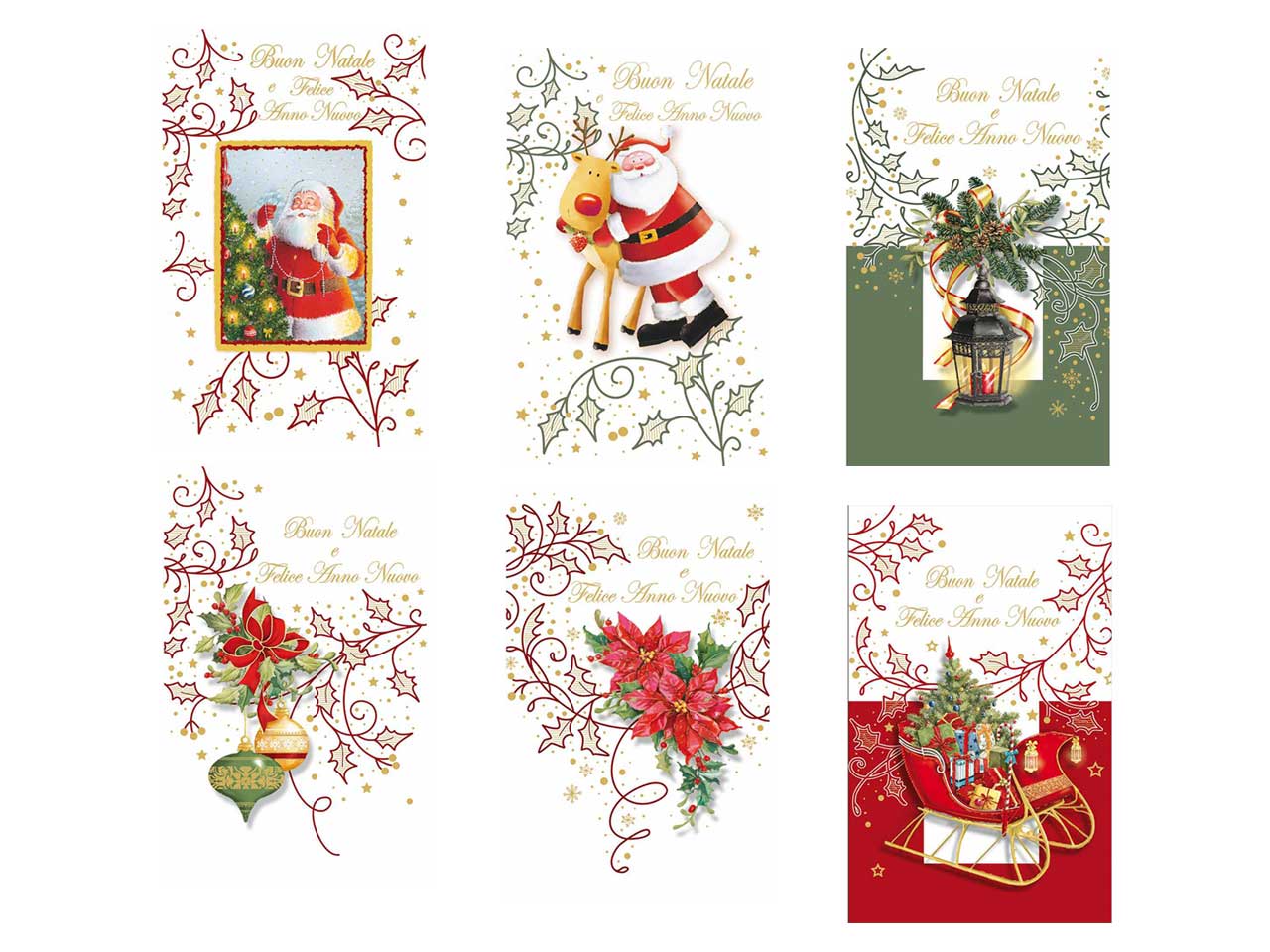 Biglietti auguri buon natale misura 9x14cm in 6 modelli assortiti