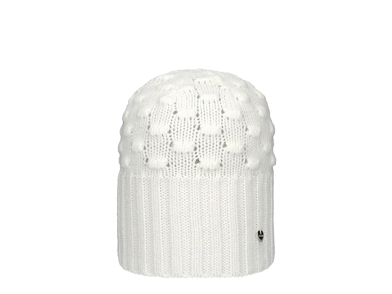 Cuffia a maglia punto noce colore panna