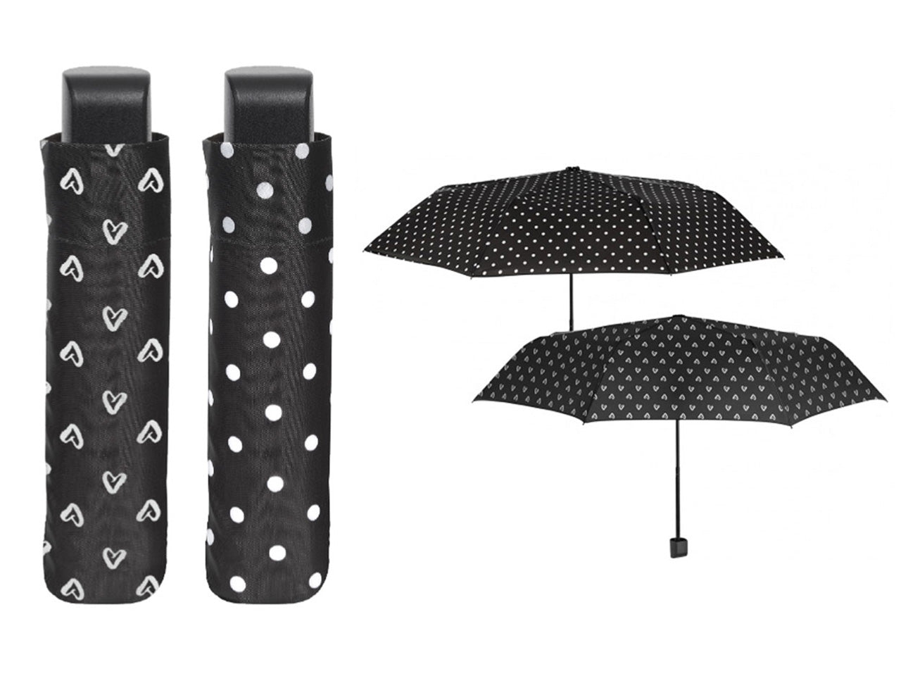 Ombrello mini da donna 54cm con apertura manuale colore bianco e nero