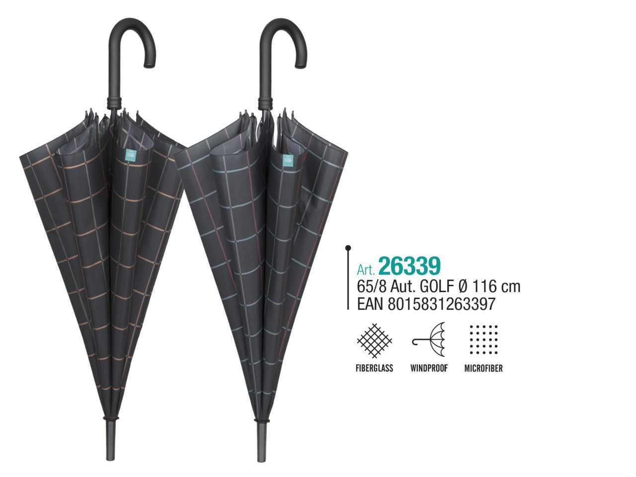 Ombrello da uomo golf con apertura automatica 65/8 scozzese perletti