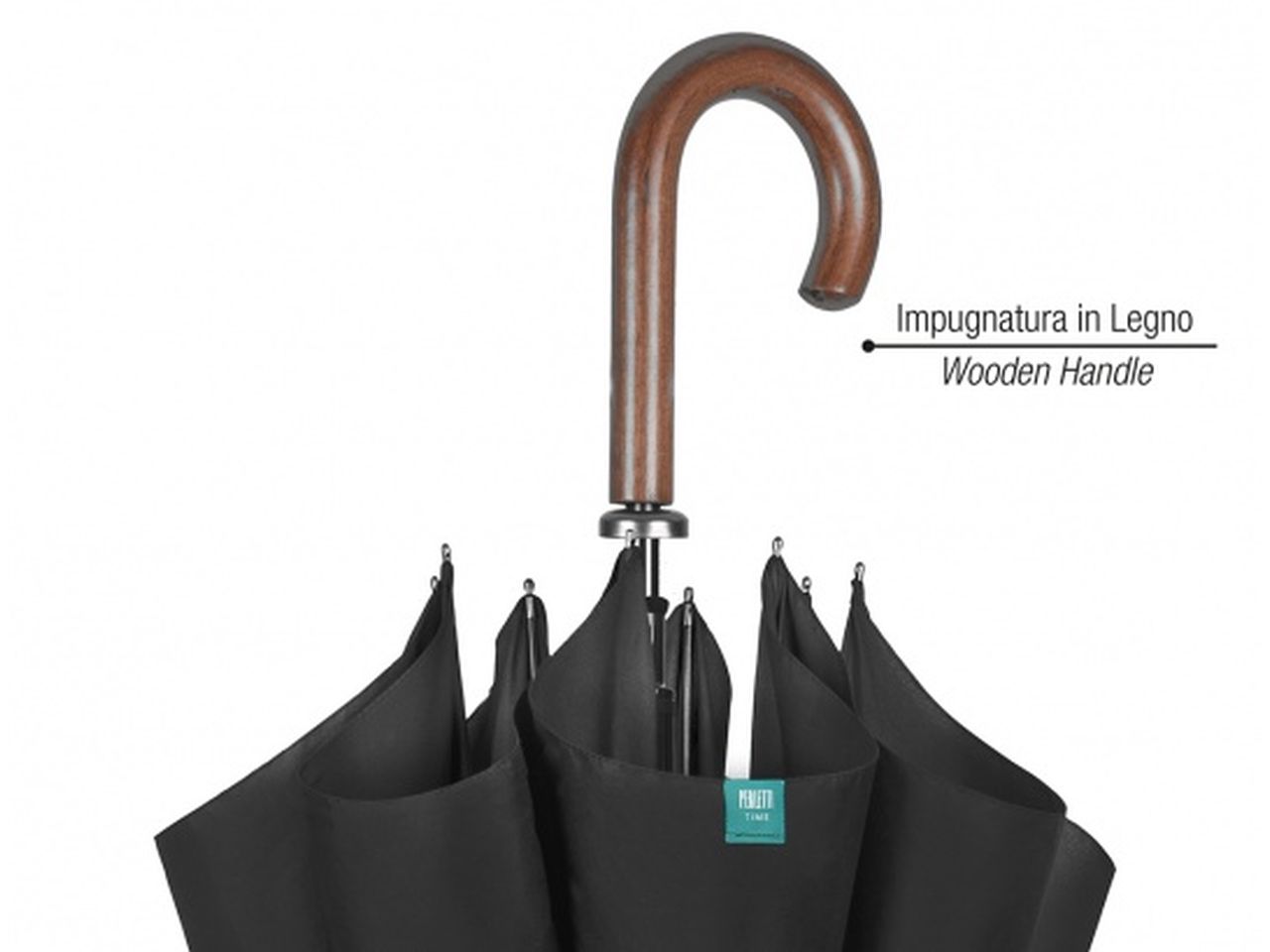 Ombrello da uomo golf con apertura automatica 69/8 colore nero impugnatura in legno perletti