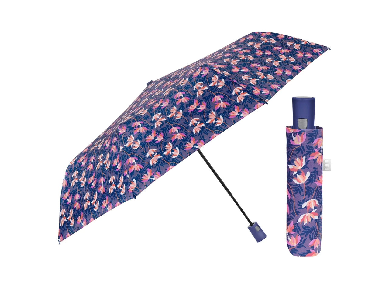 Ombrello da donna mini con apertura automatica in 3 colori assortiti a fantasia floreale - Perletti
