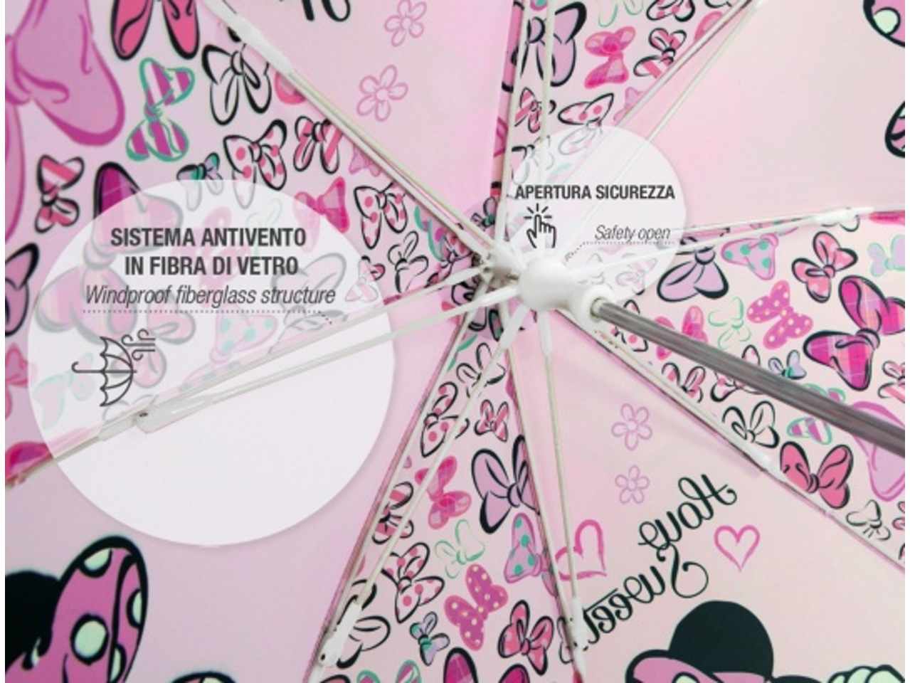 Minnie ombrello 38cm c/sicurezza 50134