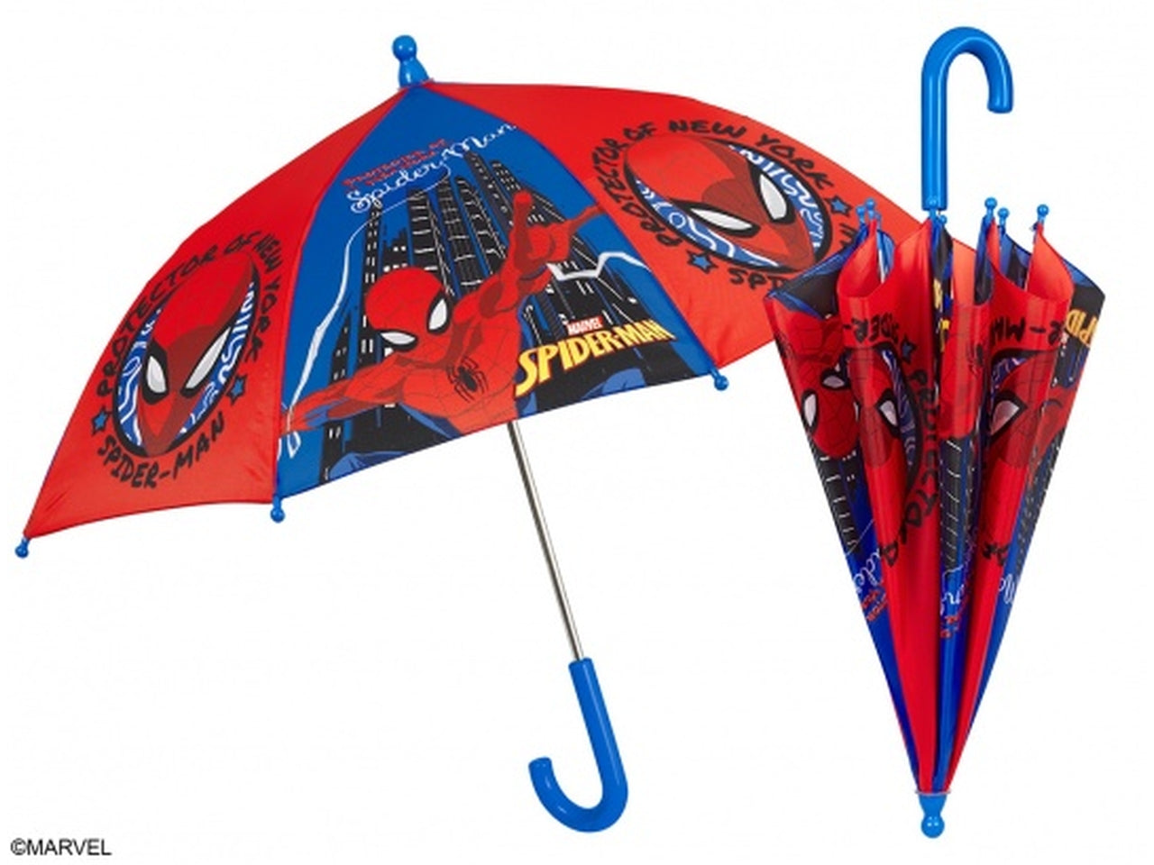 Ombrello Spiderman per bambino con apertura manuale rosso e blu - Perletti