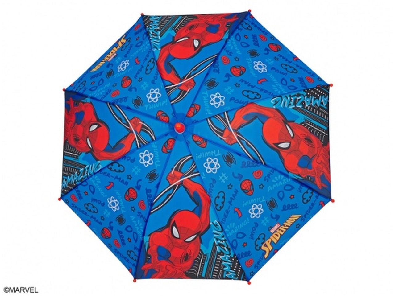 Ombrello Spiderman da bambino con apertura automatica rosso e blu - Perletti