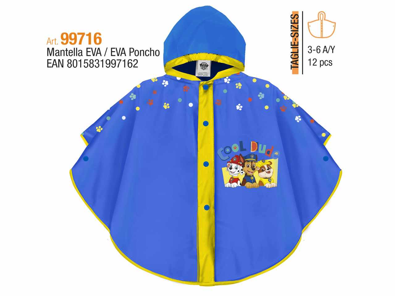 Paw patrol poncho pioggia 99716