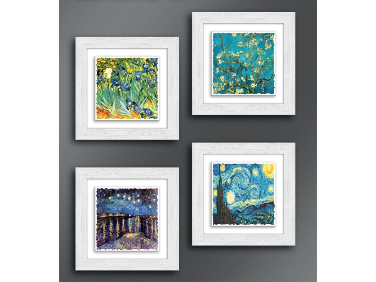 Quadro ceramic modern white van gogh misura 18x18cm