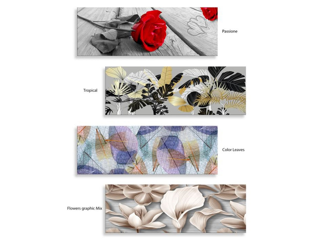 Quadro deep day misura 38x110cm flower