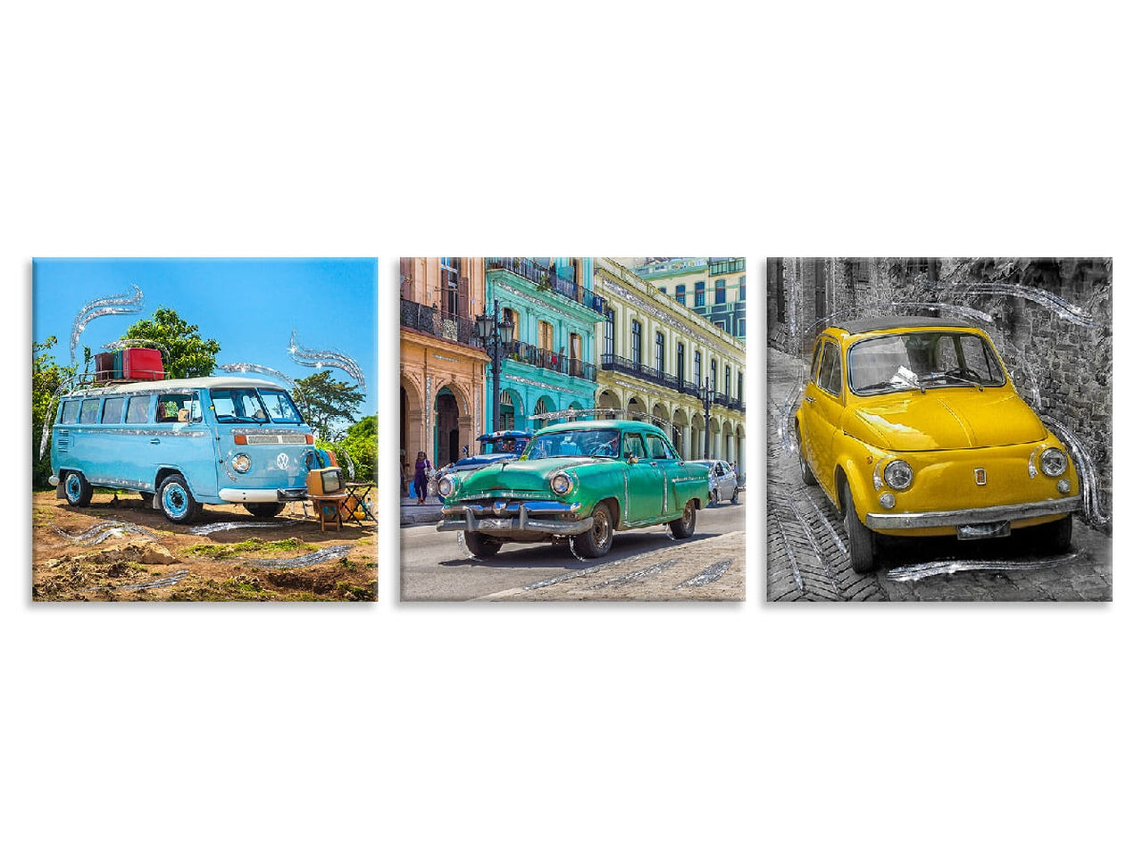 Quadro brillant day misura 38x38cm cars grafiche assortite