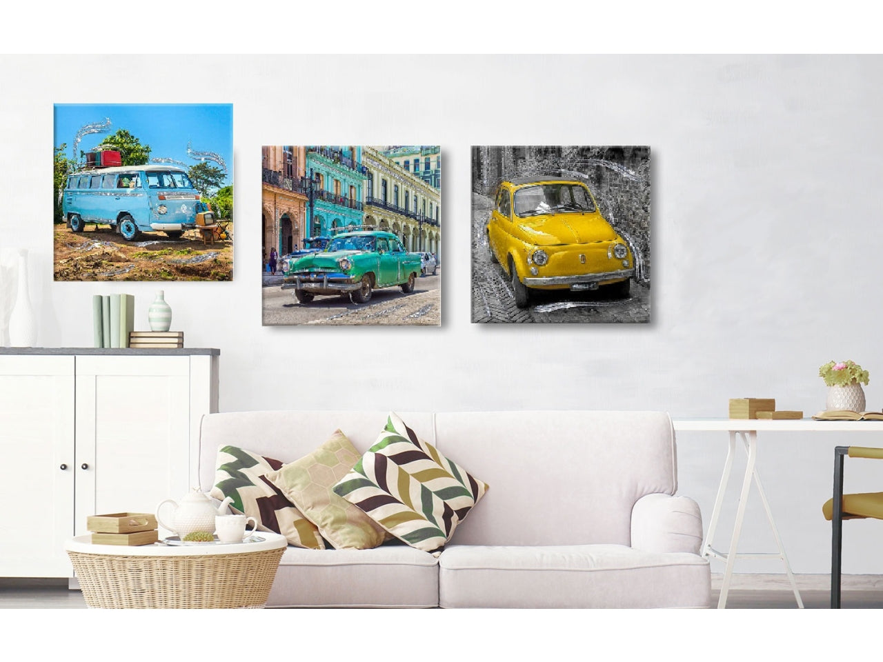 Quadro brillant day misura 38x38cm cars grafiche assortite