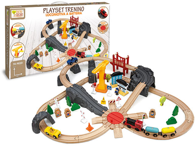 Fatto di legno playset treno c/acc.40605