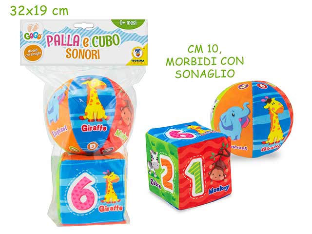 Palla e cubo morbidosi c/sonaglio66660