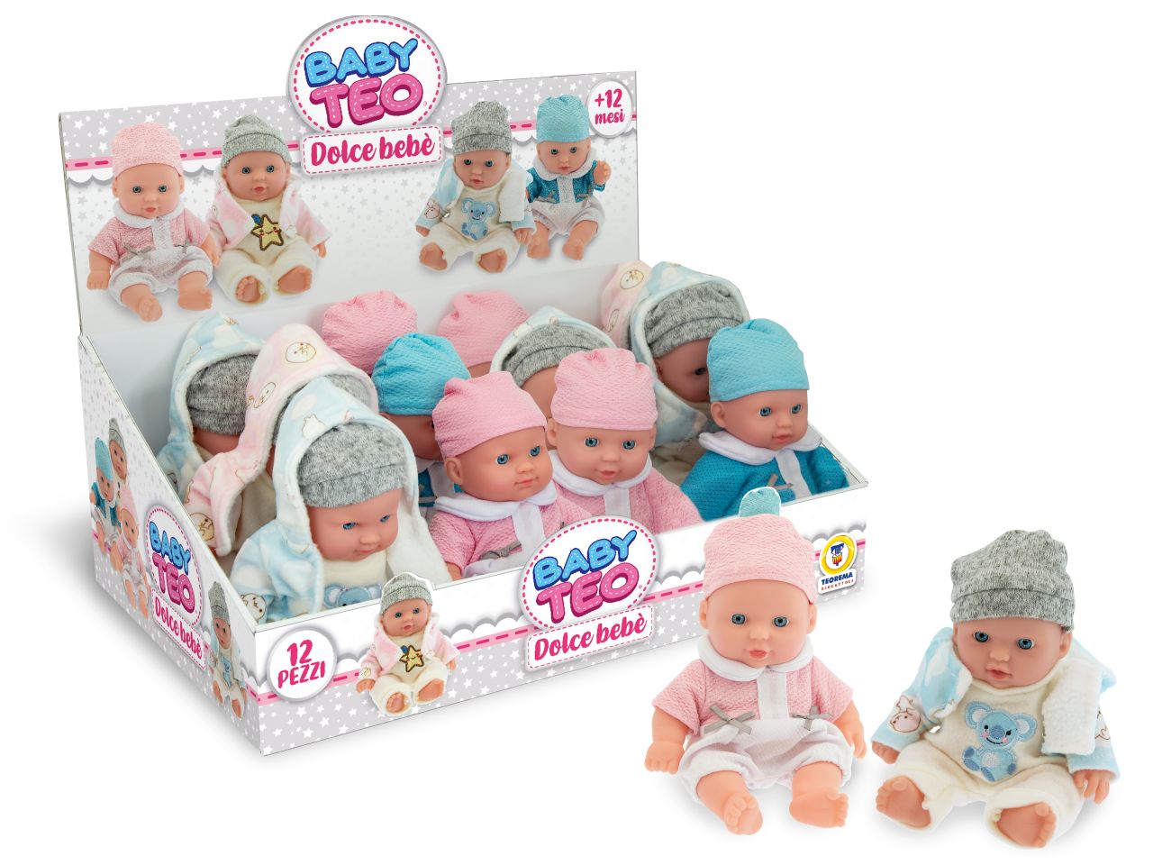 Baby teo - bambolotto in vinile in 2 colori assortiti 20cm