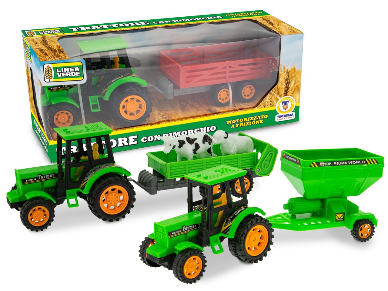 Linea verde - trattore con rimorchio a frizione in 3 modelli assortiti