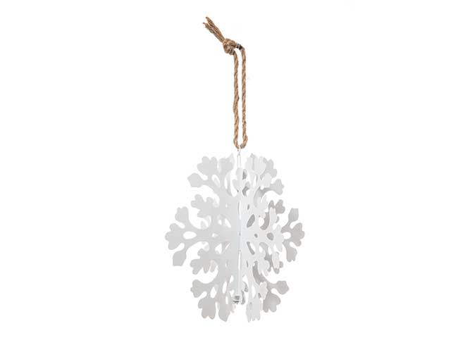 Pendente natalizio neve bianco in metallo 32x32cm