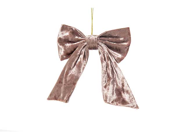 Fiocchi decorativi natalizi mauve malva in velluto 12,5x14cm
