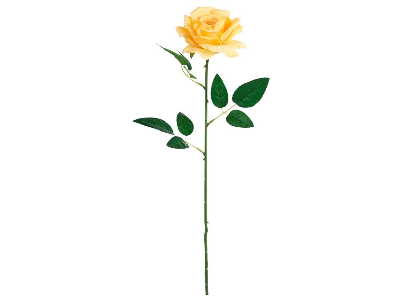Rosa artificiale gialla in tessuto a stelo lungo con foglie, 60 cm - Arpimex