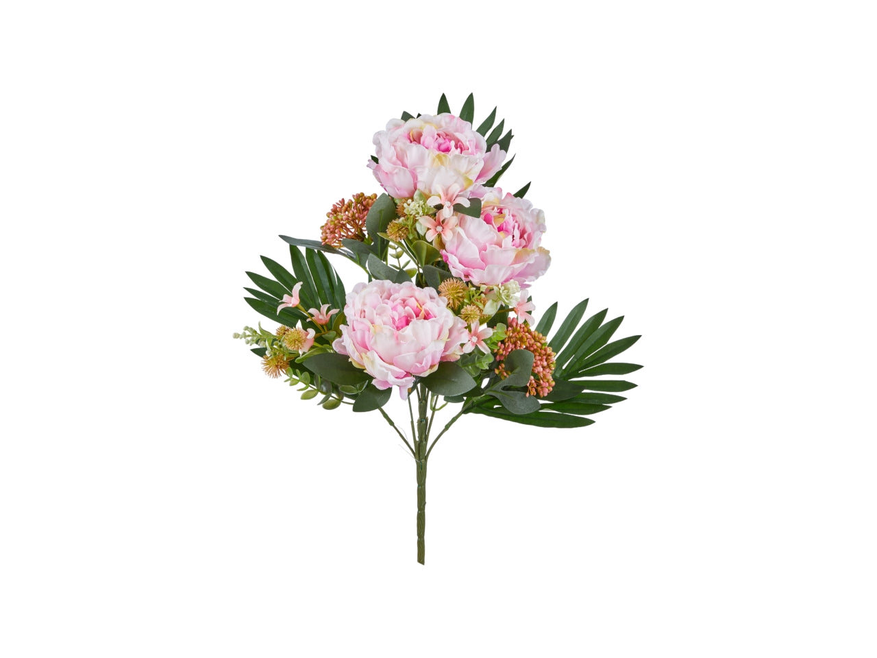 Peonia rosa chiaro artificiale mazzo frontale 50 cm - Arpimex
