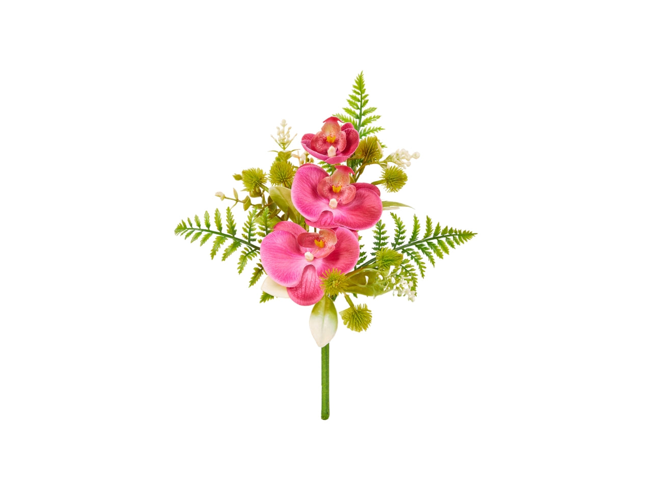 Bouquet orchidea artificiale con fogliame lucido - 32 cm - Arpimex