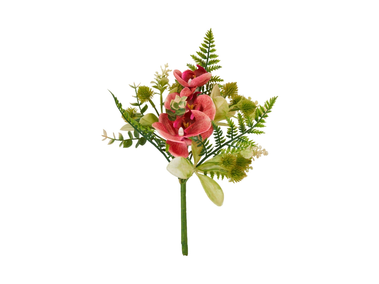 Bouquet orchidea artificiale con fogliame lucido - 32 cm - Arpimex