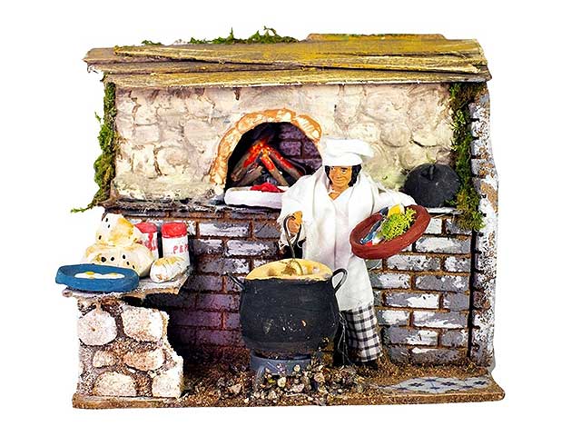 Cuoco 12cm con movimento+lampada 20x14x18cm 11333