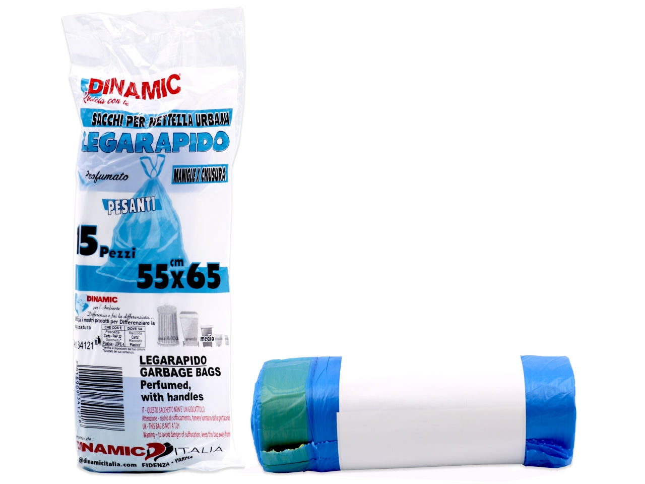 Sacchi pattumiera legarapido azzurro 55x65cm 15 sacchetti