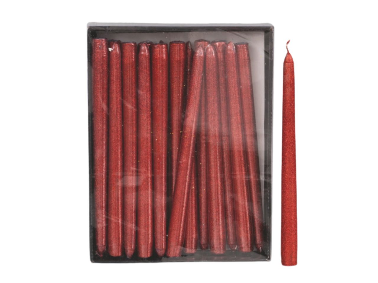 Candela glitter cm.25 rossa
