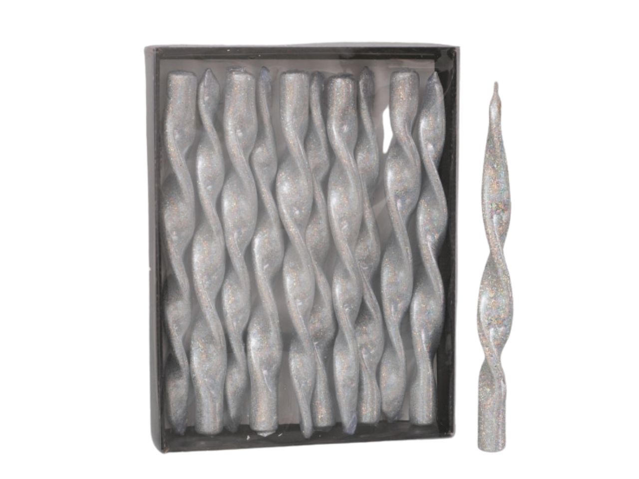 Candela cm.26 fiamma glitter argento