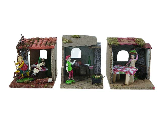 Accessorio per presepe, scena porticato 13x15xh.15 con pastore pr-22952