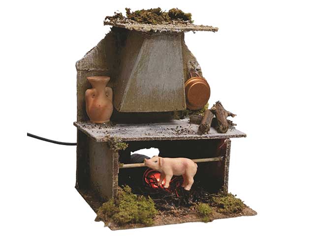 Accessorio per presepe, forno 14x11,5x16 con luce/maialino pr-24503