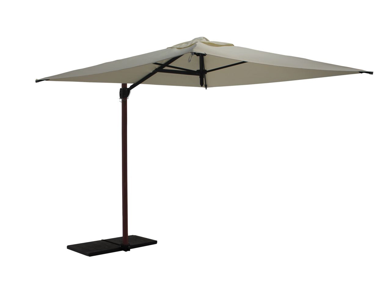 Ombrellone trend wood, polyma 250x250/4cm ecru' in poliestere 210gr, palo alluminio effetto legno 50/78mm, bacchette ed accessori color grafite, apertura senza corde e manovelle,
