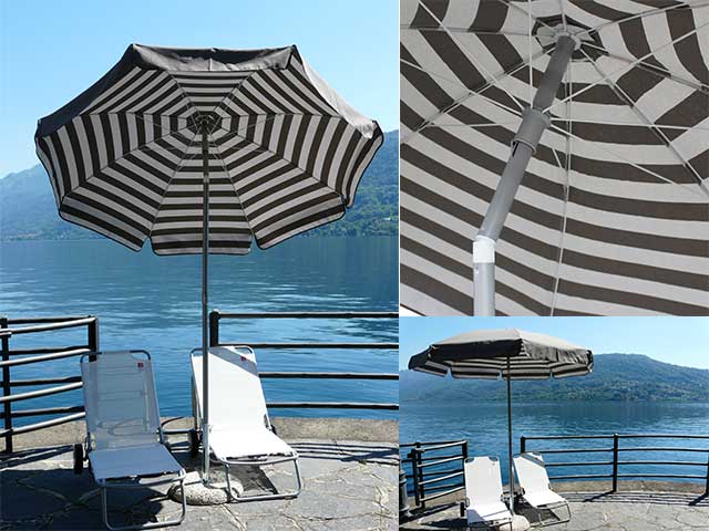 Ombrellone da spiaggia rigato grigio bianco 100/8/33cm