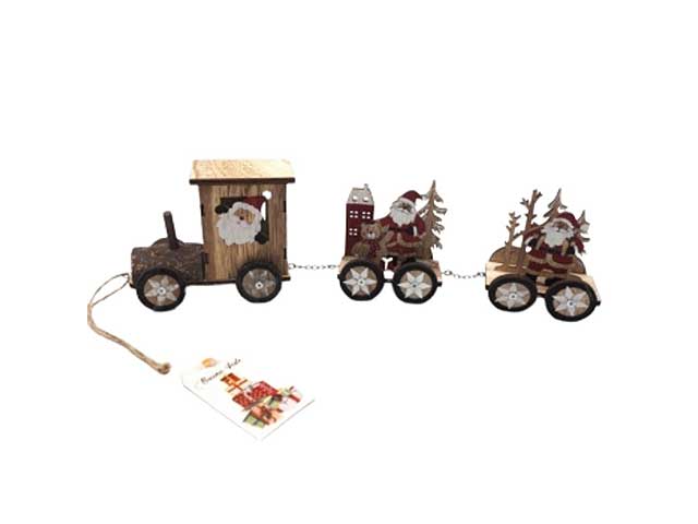 Trenino legno con babbo natale 51cm