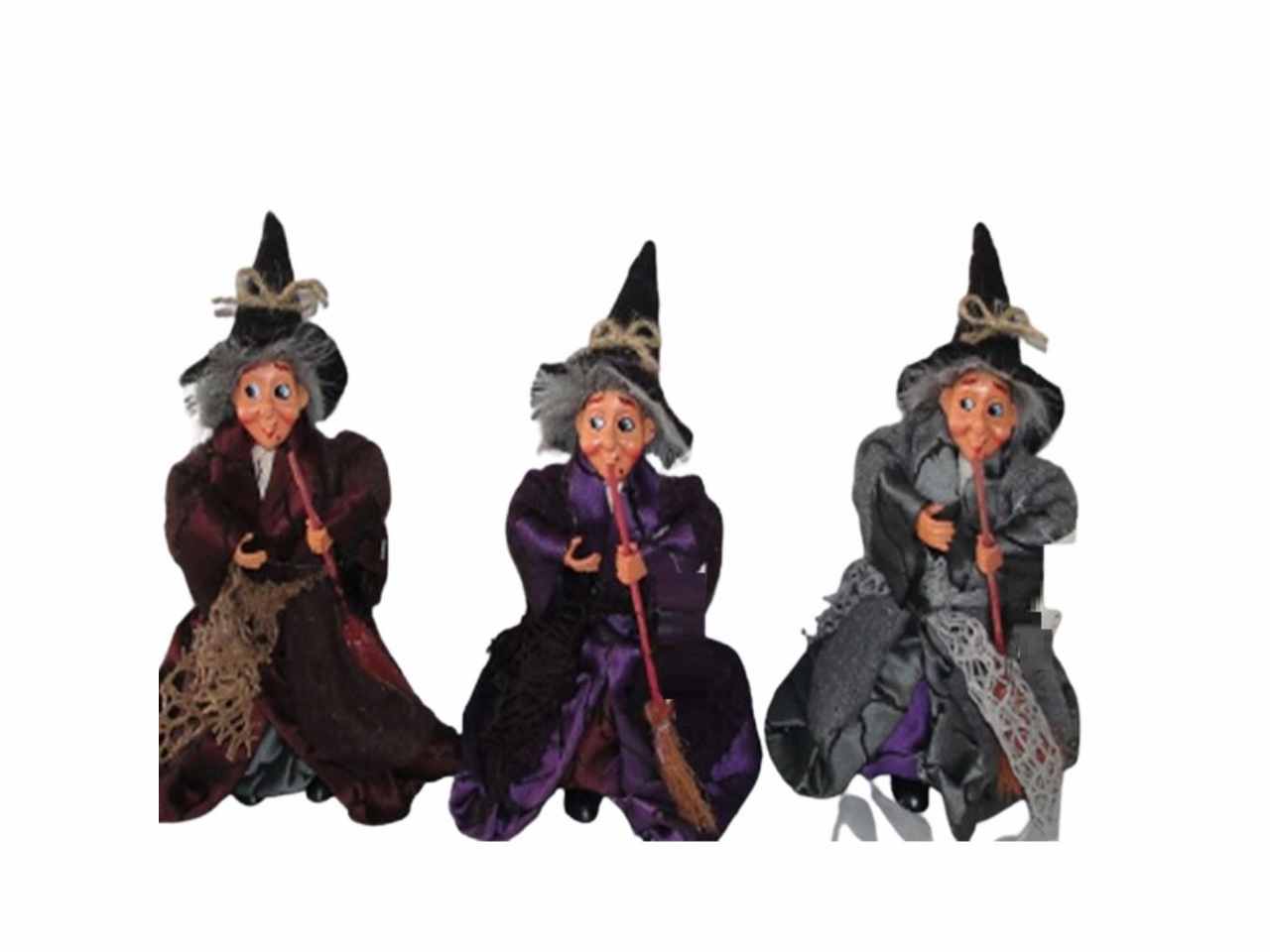 Befana porta dolciumi 20cm c/scopa 3 assortimenti