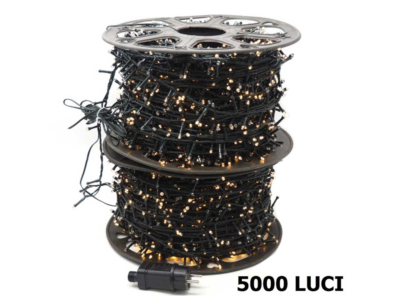 Catena di luci 5000 led bianco caldo per interno/esterno con filo verde 250 m - Creare Italia
