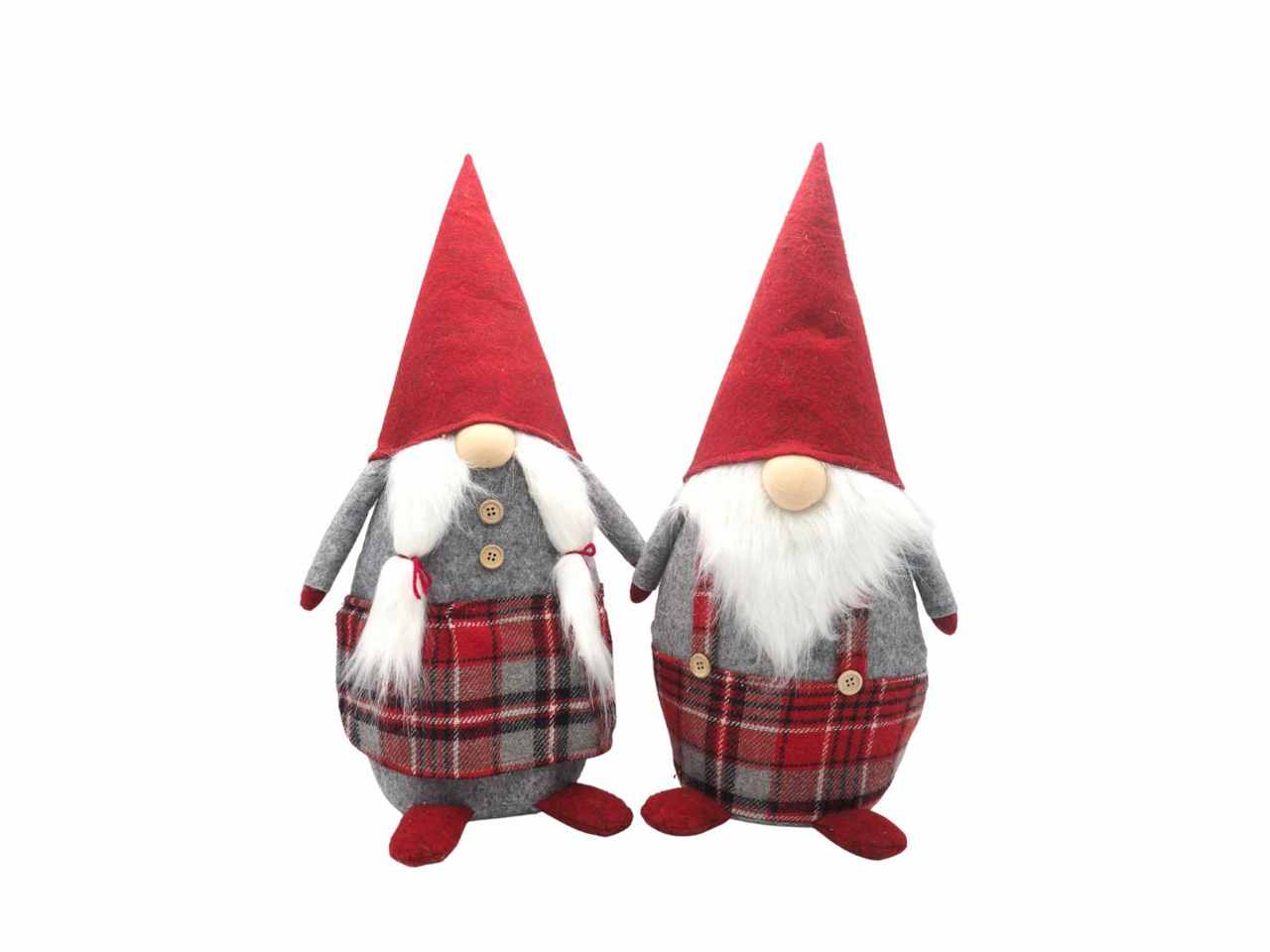 Gnomo veste panno 52,5cm tartan 2 ass.