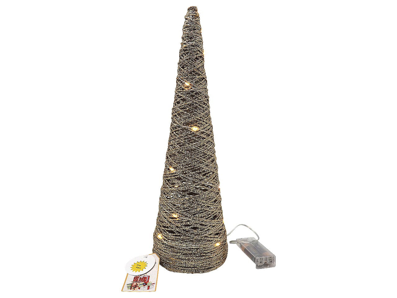 Alberello natalizio con luci cono dorato luce calda 40cm diametro 12,5cm