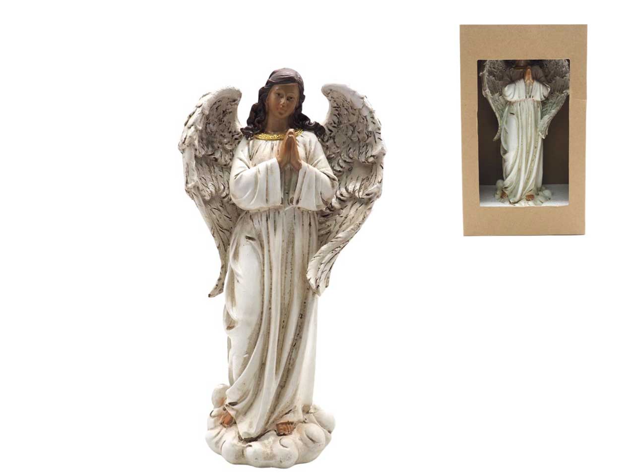 Statua angelo 30cm multicolor in resina per presepe - Creare Italia